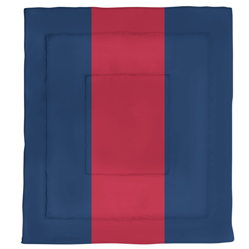 Grand confort réversible en californie en microfibre college stripes, Édredon simple TG, Blue Middle/Orange