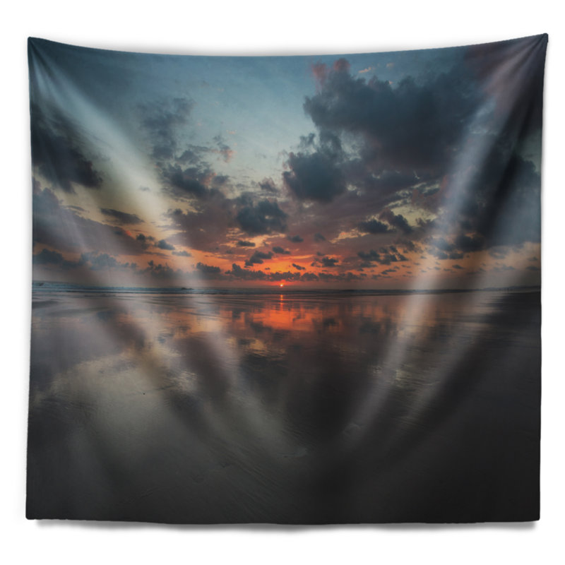 Tapisserie coucher de soleil sur la plage de Matapalo au Costa Rica, H 32 po x l 39 po