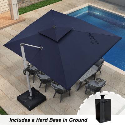 Parasol rectangulaire 12 pi x 9 pi avec base en terre Seroka, bleu marine Seroka