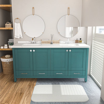 Edlefsen 71'' Double Bathroom Vanity with Engineered Marble Top