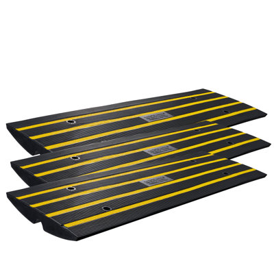 Curb Ramp, 3 Pack Rubber Driveway Ramps, Heavy Duty 33069 Lbs Weight Capacity Threshold Ramp, 2.6-Inch High Curbside Bridge Ramps For Loading Dock Garage Sidewalk, Expandable Full Ramp Set
