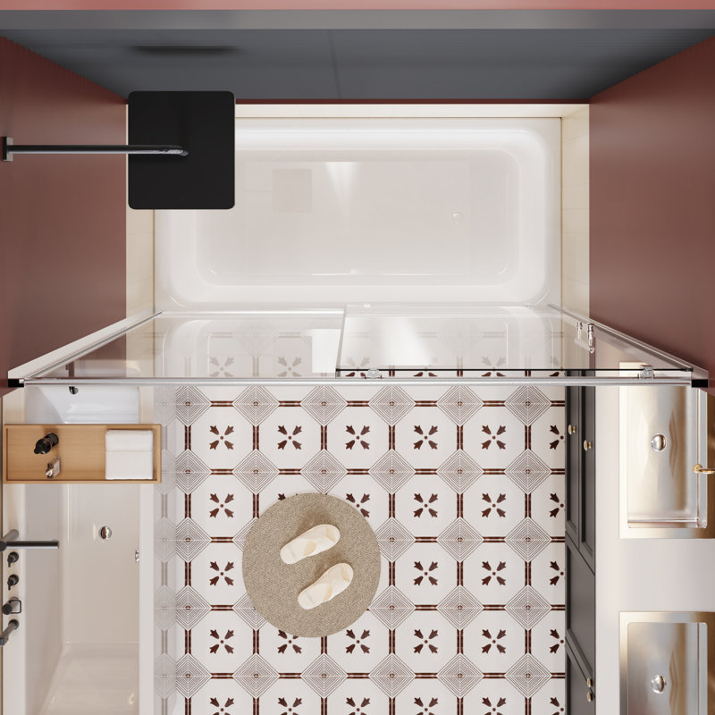 Porte de douche coulissante simple de 60 po de largeur et 62 po de hauteur, verre trempé de 1/5 po d'épaisseur, finition, structure en alliage d'aluminium, coulissement stable et stable, esthétique imperméable à l'eau, largeur, hauteur, mouvement silencieux,