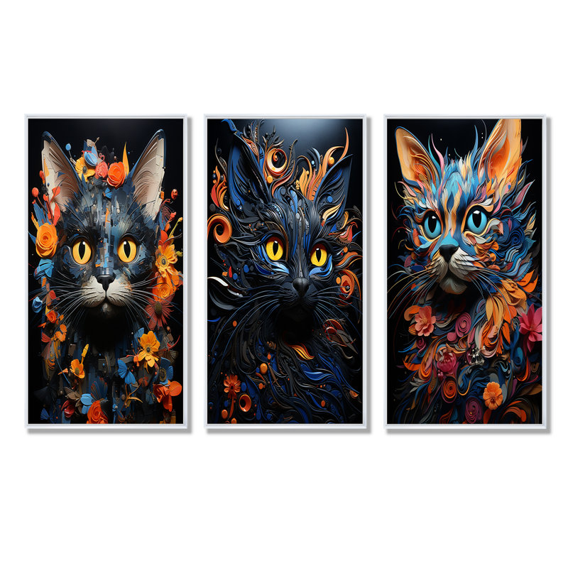 «Pixiebob» réfléchissant à un collage de chats, Cadre flottant blanc, H 40 po x l 60 po