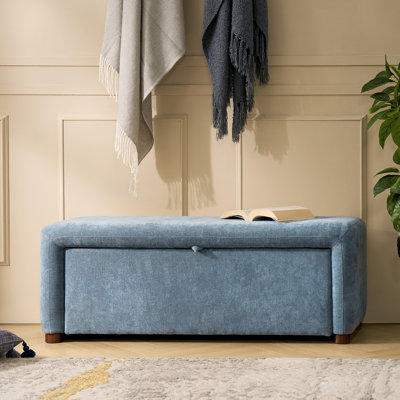 Delorise Modern 48.5”W Side-opening Storage Bench with Padded Cushion and Solid Wood Legs