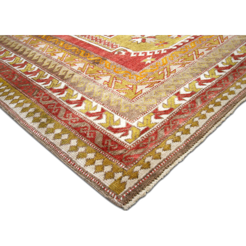 One-of-a-Kind Hand-Knotted 1960s 5' x 7'6" Wool Area Rug in Red/Beige