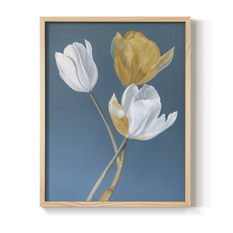 Reproduction encadrée FLORAL Series CXLI - bois massif, H 15 po x l 12 po