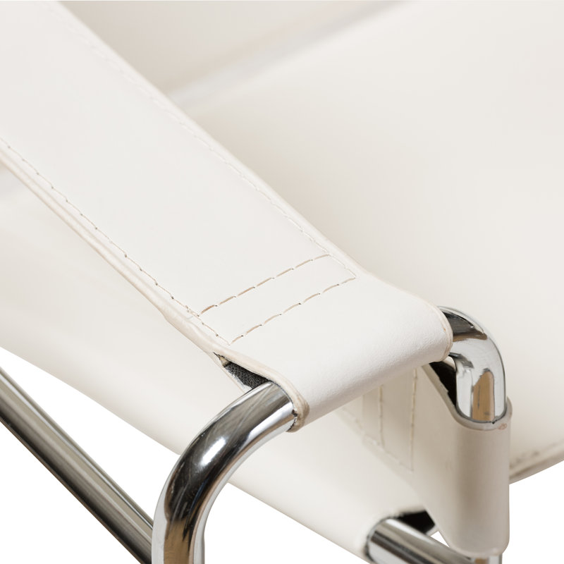 Fauteuil de 30,75 po de large Aaisha, Simili cuir blanc