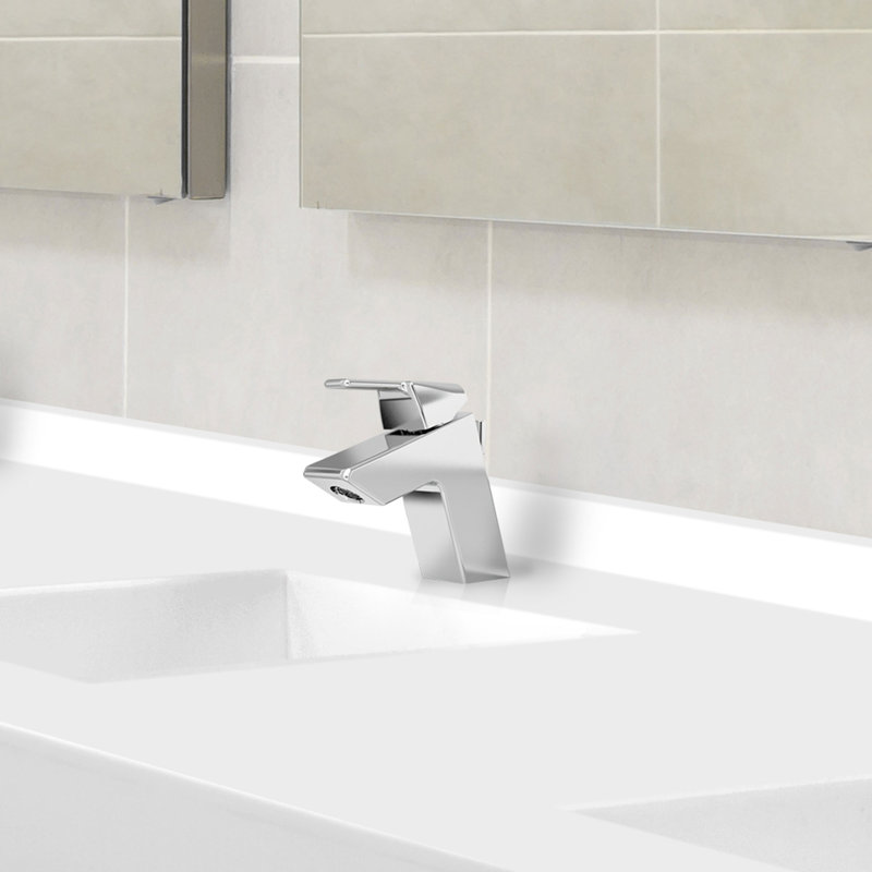 Single-Hole Bathroom Faucet with Drain Assembly, Polished Chrome, Pop-Up Drain