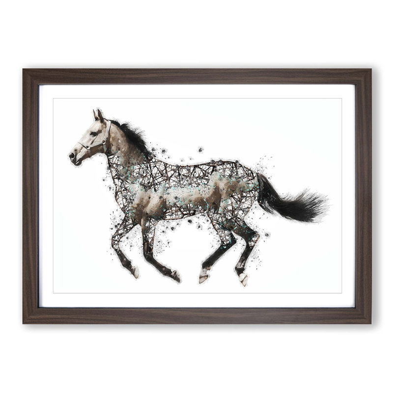 Horse Deconstructed in Abstract - Picture Frame Painting Print, 36cm H x 48cm W x 2cm D, Walnut Framed