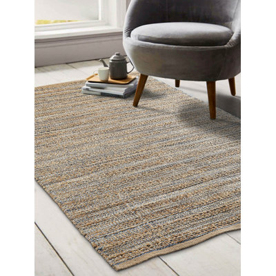 Tapis d'intérieur en jute de fibre naturelle fait à la main avec envers en coton Modern Farmhouse