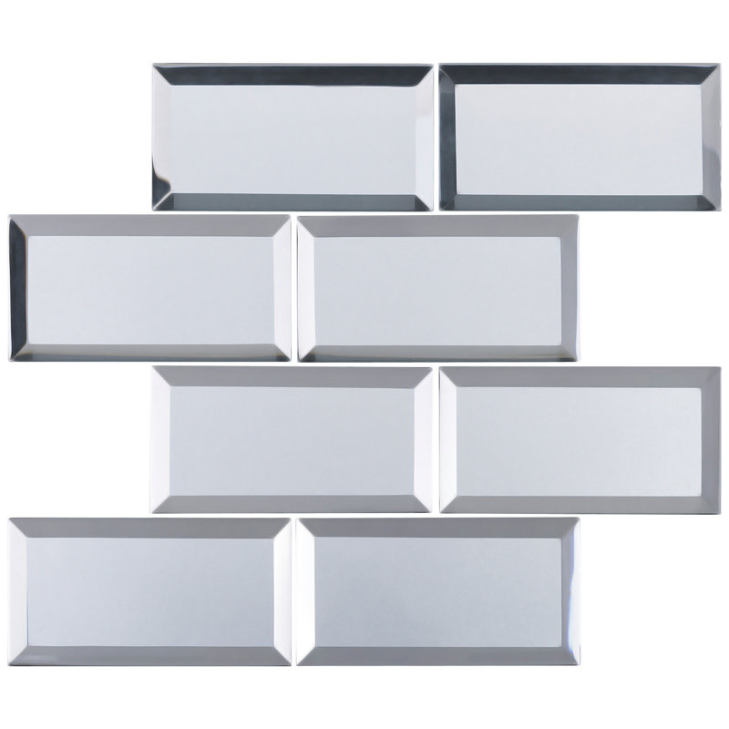 Carrelage mosaïque en verre lustré 11,82 po x 12,01 po Reflection, Argent