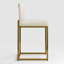 Tabouret de comptoir de cuisine moderne de 24 po avec base luge en métal doré et similicuir tissé blanc cassé (ensemble de 2)-603614637-598470249-598637963