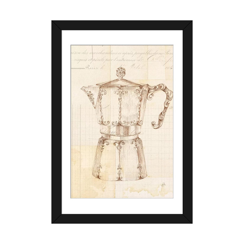 «Authentic Coffee III», impression sur toile, H 24 po x l 16 po x P 1 po, Papier d'art encadré noir, Blanc