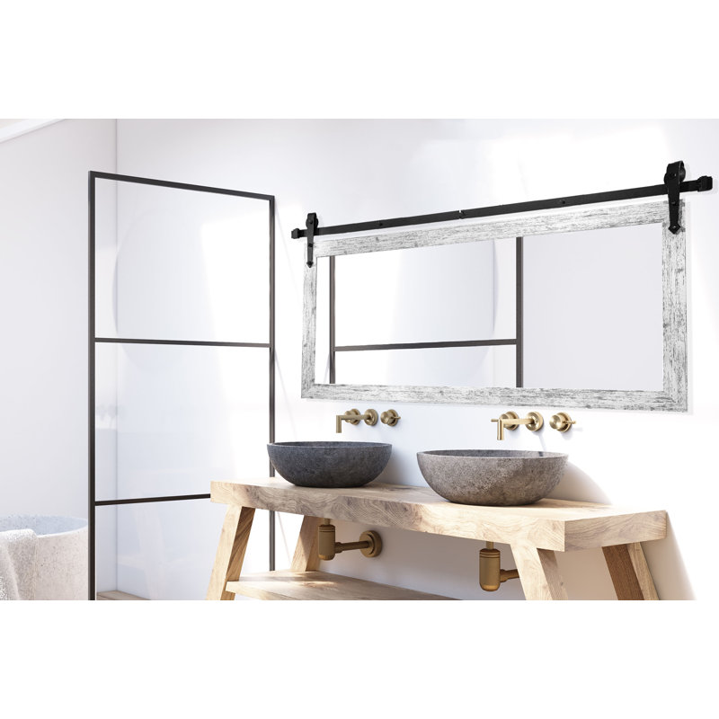Neace Mirror, 31" H x 60" W, Weathered White