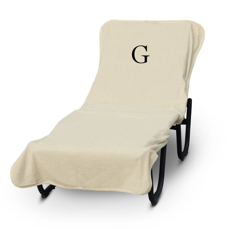 Housse pour chaise longue monogrammée - ensemble de 1 - lettre-bloc, G, Beige / noir