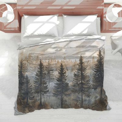 Misty Forest Landscape Comforter