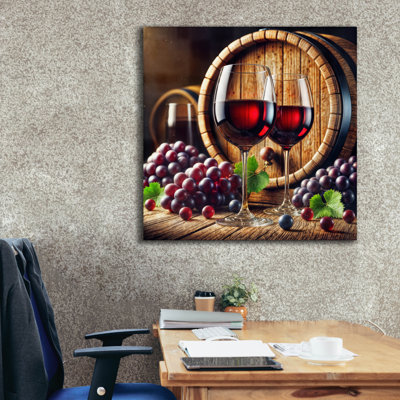 'Two Glasses Of Wine' by Rey Klimt Canvas Wall Art