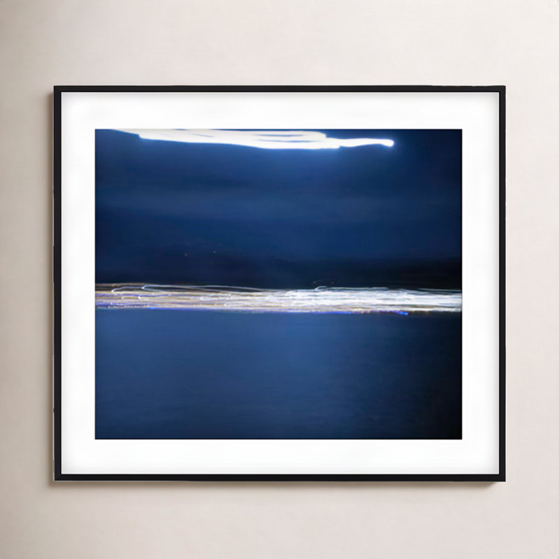 Electric Tartane 2 Print, Black Framed Paper, White, 38" H x 57" W x 0.8" D