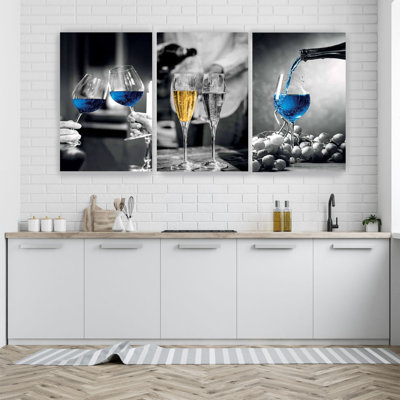 Blue Wine Glasses Modern Acrylic Wall Art