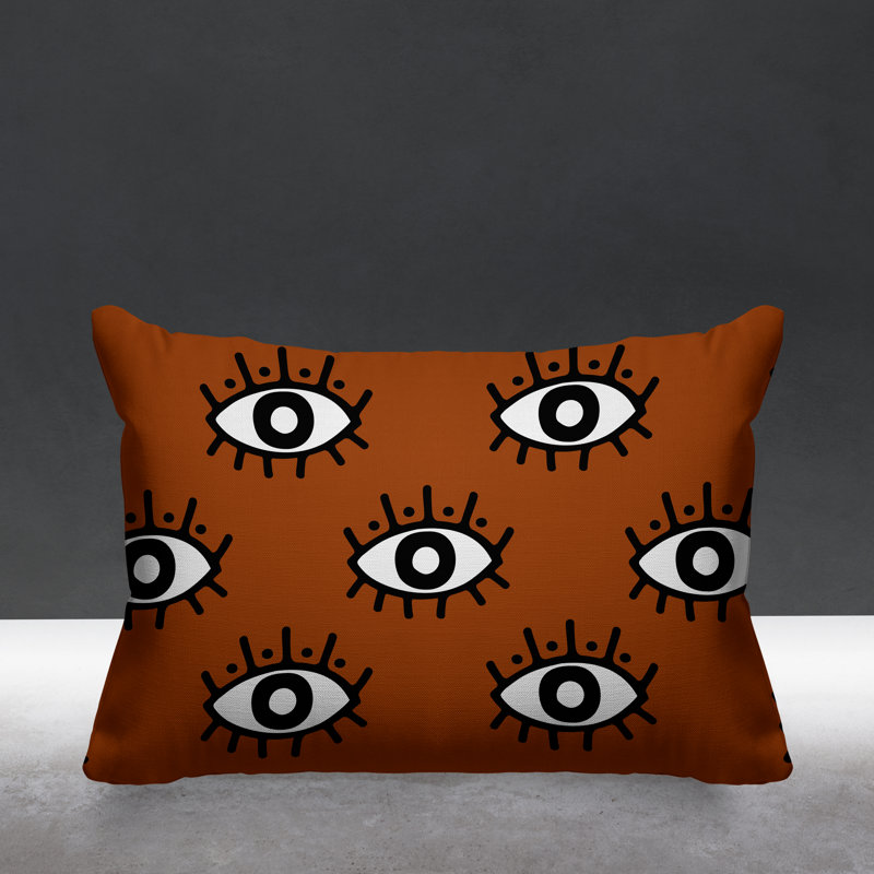 Coussin intérieur / extérieur Ankara Evil Eye, Orange brûlé
