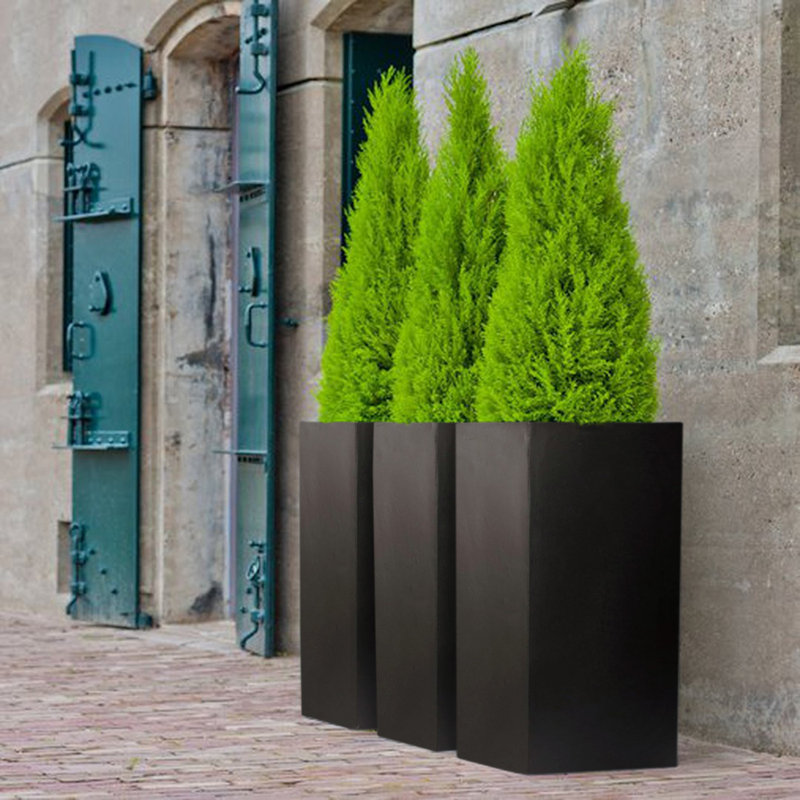 Square Plant Pot, Black, 70.5cm H x 33.5cm W x 33.5cm D
