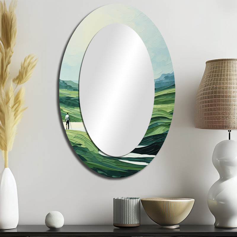 Golf Harmonious Drives - Miroir décoratif sport ovale sur métal, 36 po x 24 po