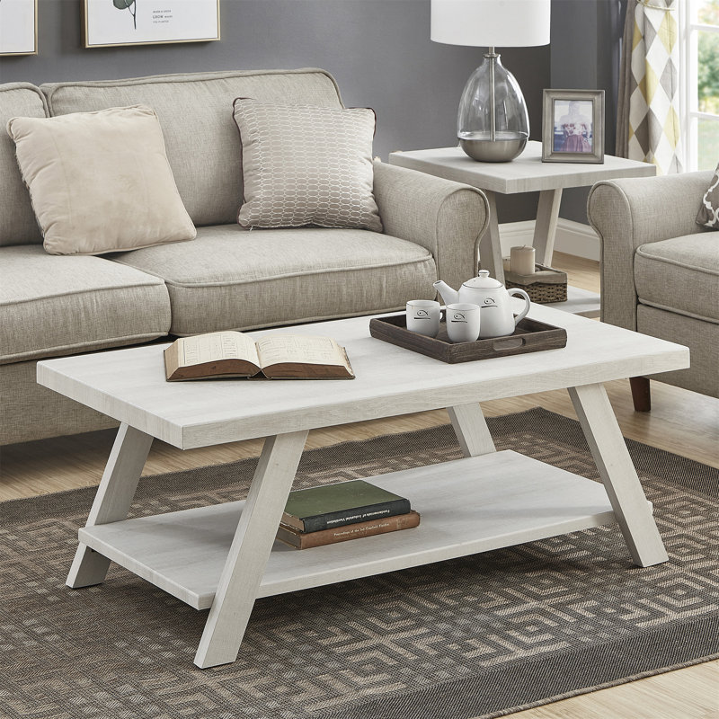 Ensemble de tables basses Athens, Blanc, Blanc