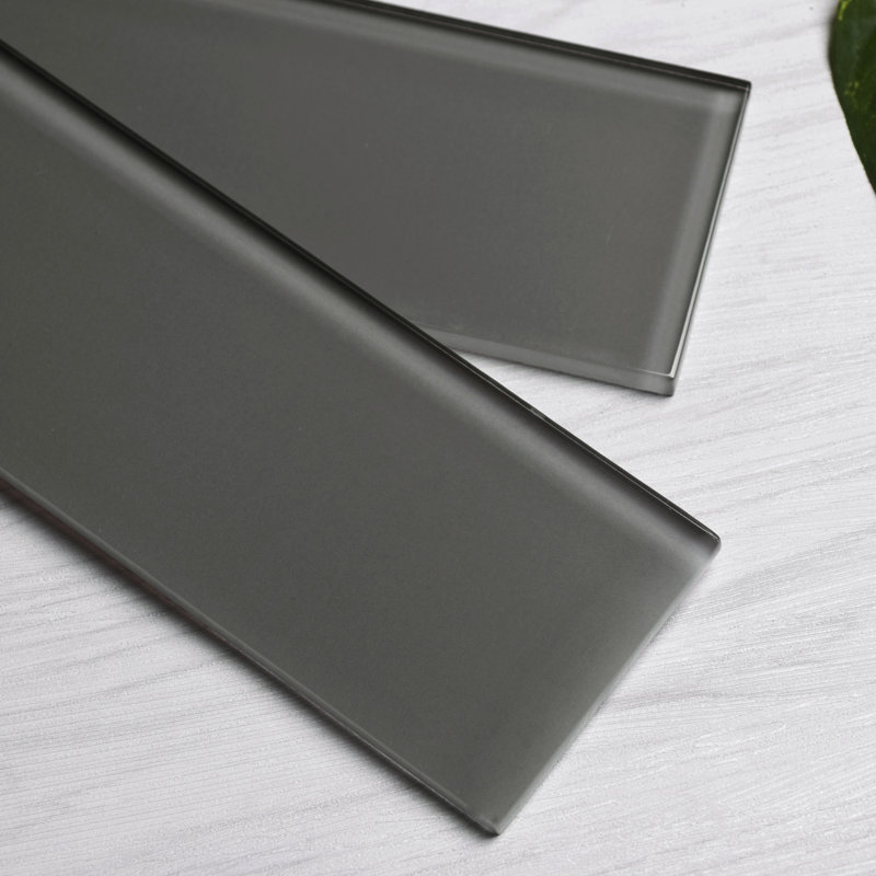 Quality Value Series 3" x 12" Straight Edge Glass Subway Tile, Dark Gray
