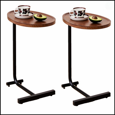 Table d'appoint 2 pièces en forme de C brune, spacieuse et élégante pour les petits salons et les chambres