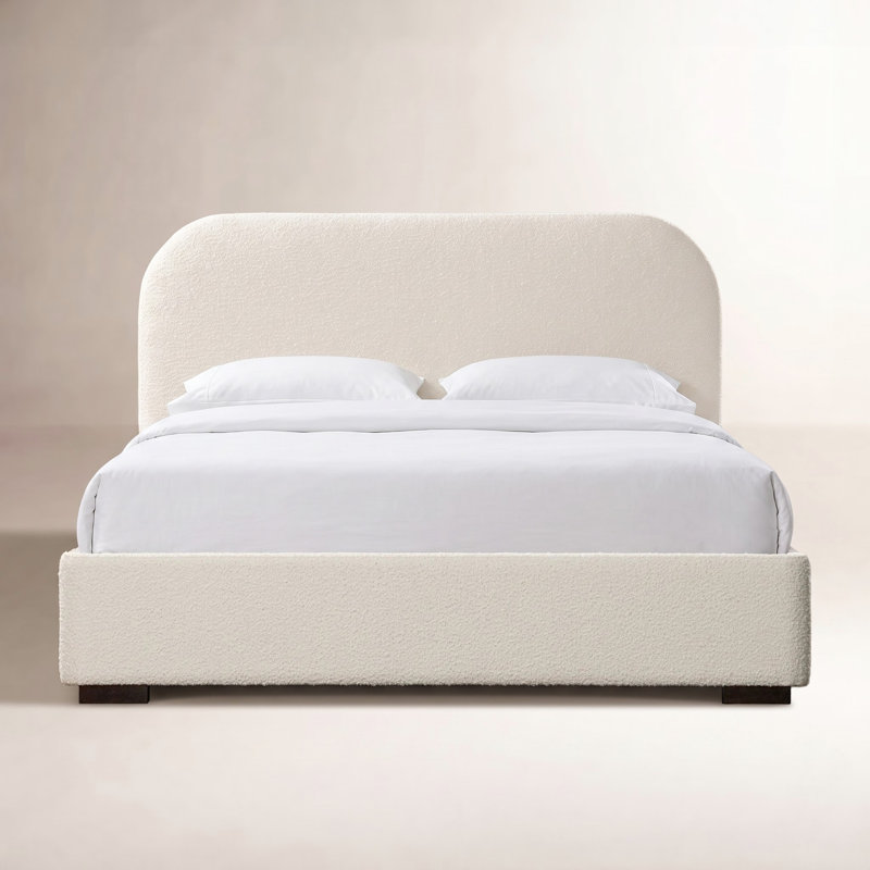 Reigen Platform Bed, King, White Boucle