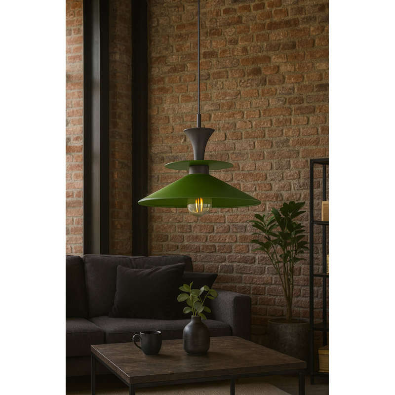 1 - Light Matte Black Dome Pendant, Black/Khaki
