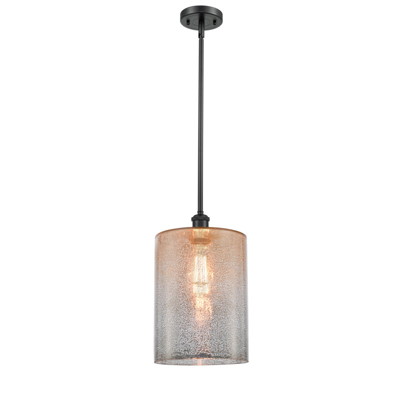 Luminaire suspendu cylindrique à 1 lumière Leilani, Ampoule non incluse, Mercure, Noir mat