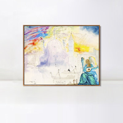 Framed Canvas Giclee Print Series#092 by Salvador Dali Wall Art for Living Room Home Office Decorations(Wood Color Slim Frame,24"x32")