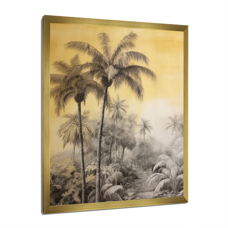 «Vintage Palm Paradise II», reproduction sur toile, Cadre doré à une seule photo, H 20 po x l 12 po x P 1 po