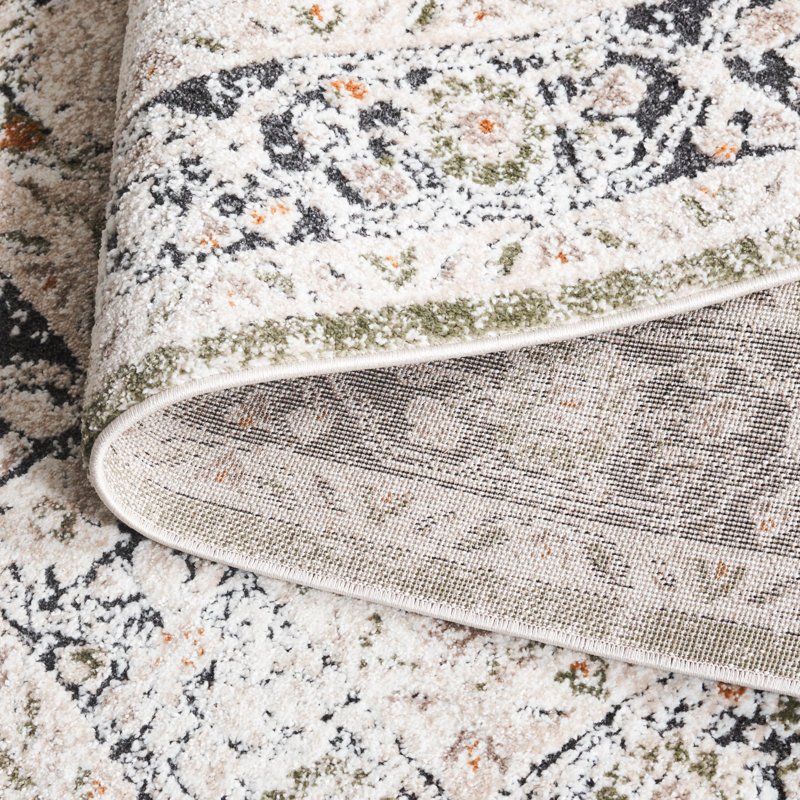 Tapis vert / beige Opal 474, Rectangle 5 pi 3 po x 7 pi 6 po