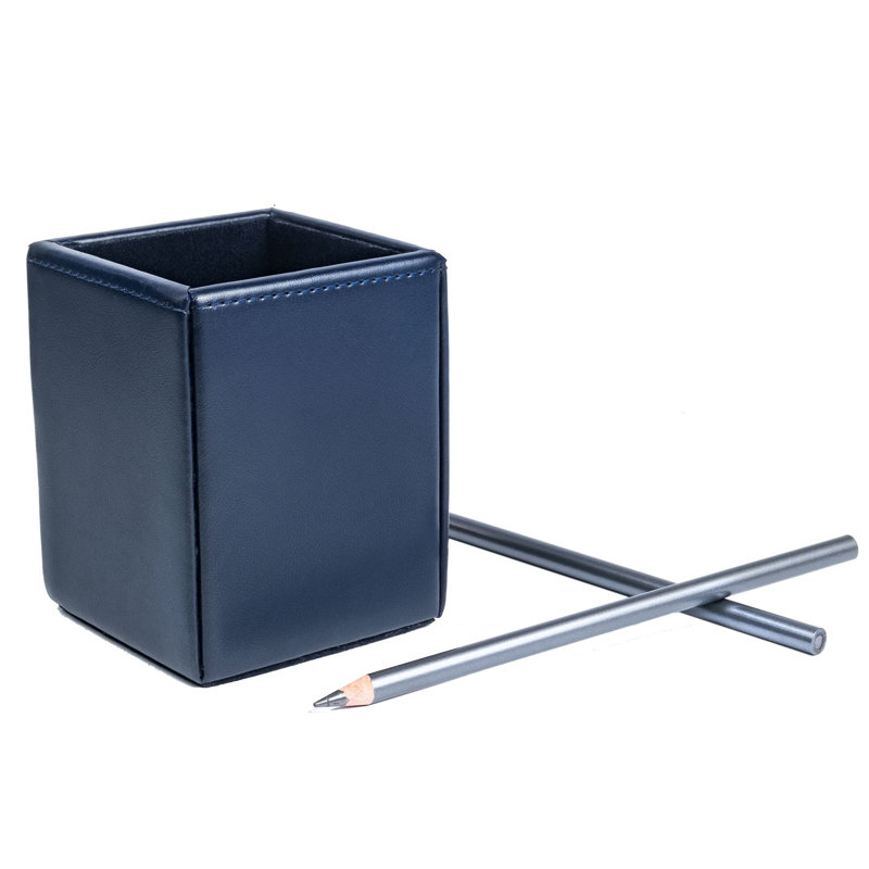 Pot à crayons en cuir reconstitué Melida, Bleu marine