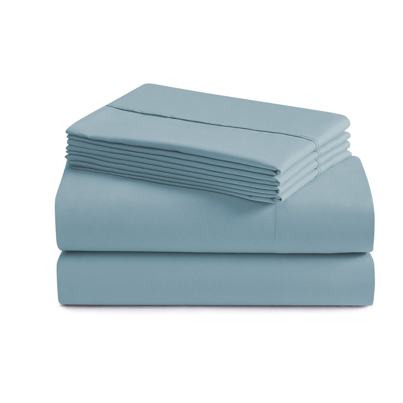 Luxurious Soft Microfiber Sheet Set with Bonus Pillowcases, Mist, King Sheet Set with 4 Pillowcases