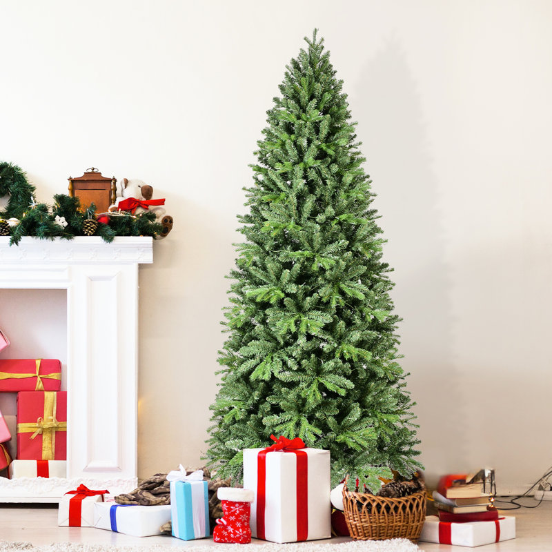 Arbre de Noël de 7,5 pi avec 1599 pointes texturées et 450 lumières à DEL blanc chaud, + pe, branches articulées pour un assemblage sans effort, support stable et réaliste