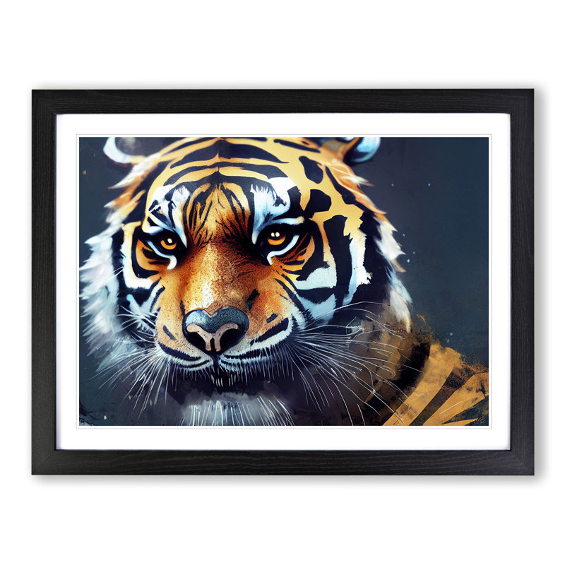A Tiger Art Painting - Framed Print, Black, 25cm H x 34cm W x 2cm D