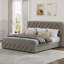 Queen Size Bed Frame With Adjustable Headboard And 4 Storage Drawers, Linen Upholstered Platform Bed Frame-110095407-110095411