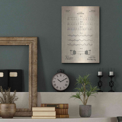 'Telegraphy Blueprint Patent Parchment' Metal Wall Art