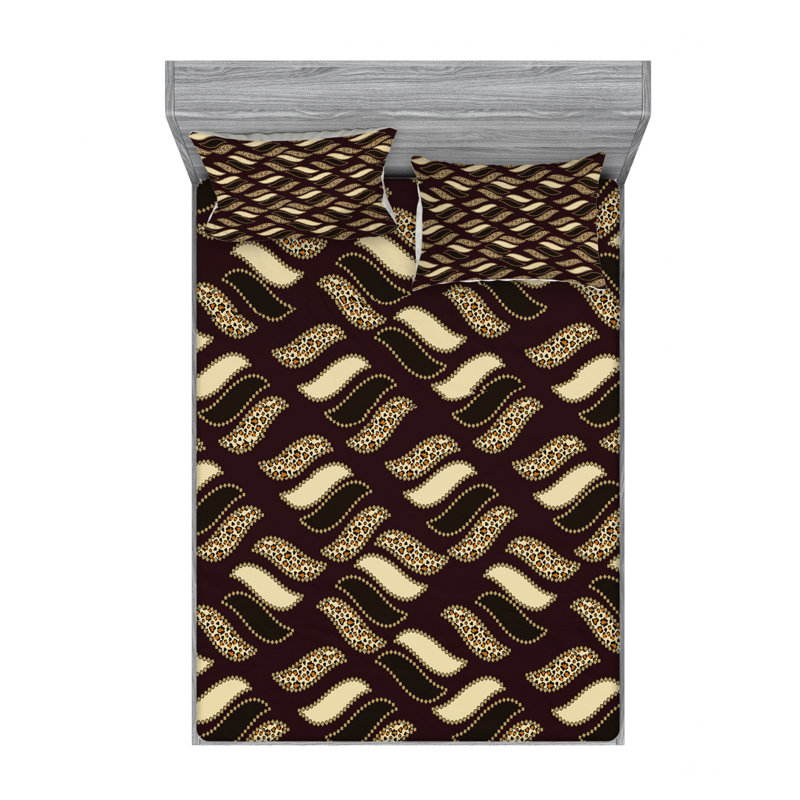 Ensemble de draps à peau ethnique guépard, Ensemble de drap pour grand lit avec drap-housse