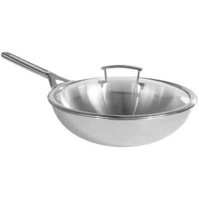 True Induction Gourmet Non-Stick Stainless Steel Wok with Lid