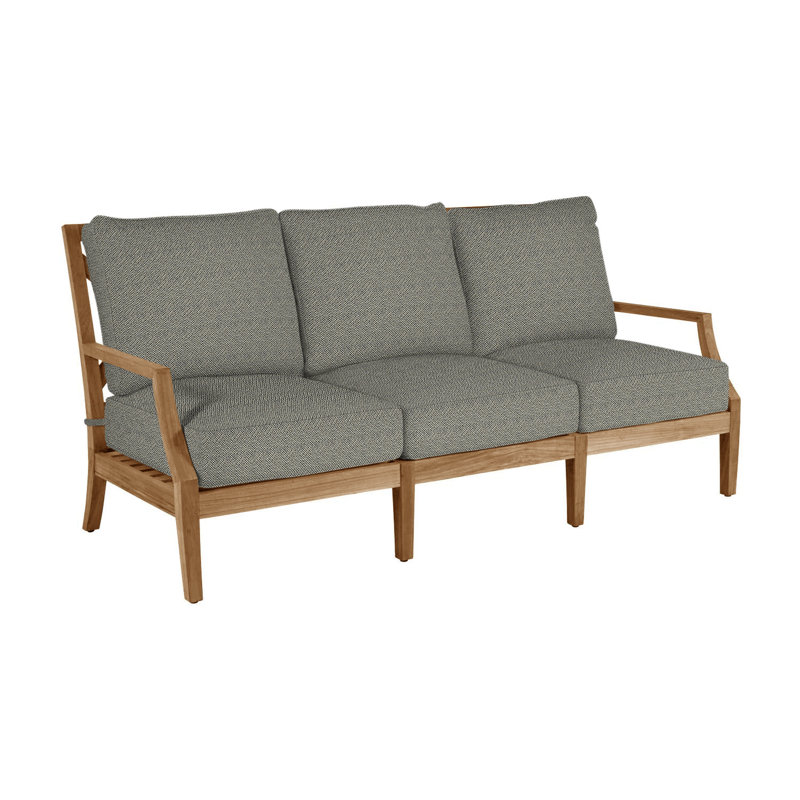 Haley Teak Patio Sofa with Cushions, Intermix Bark, Natural Teak, No welt + Standard fill
