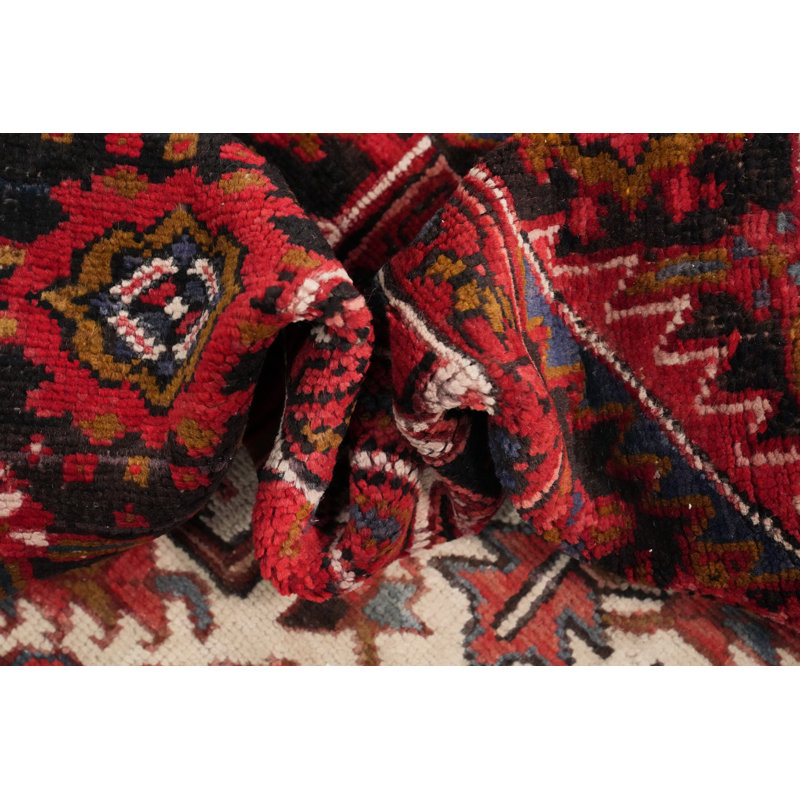 Grand tapis traditionnel en laine rouge 10x13