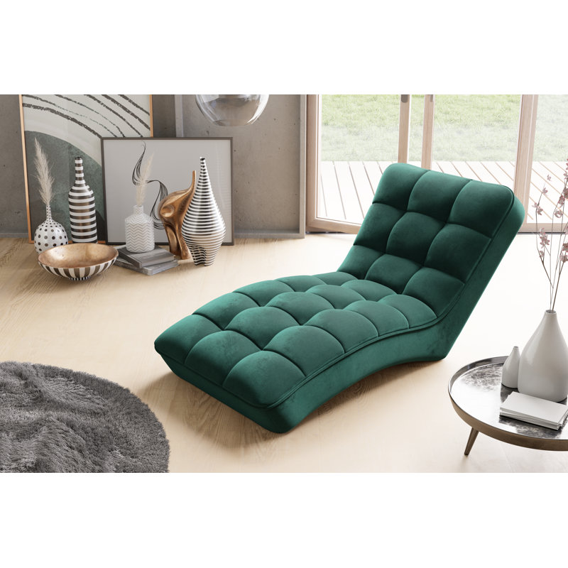 Pola Upholstered Chaise Lounge, Green