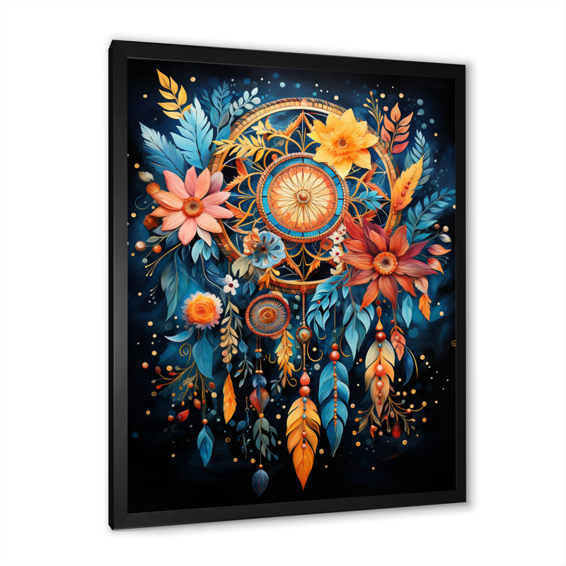 Figurine d'artiste de rêve en or «I» - Dream Catcher Wall Art Living Room, Cadre photo noir, H 32 po x l 16 po x P 1 po