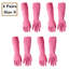 8 pièces de gants de caoutchouc de nettoyage de vaisselle imperméables réutilisables, gants de cuisine antidérapants, rose, petit (paire de 4)