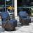 R-Shaped Rattan Armrest Swivel Rocker Chairs-1773075712