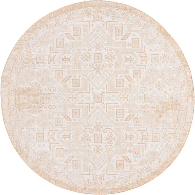 Outdoor Chand Area Rug Ivory Color, Round 10'